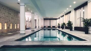 Indoor pool, open 6:30 AM to 10 PM, sun loungers