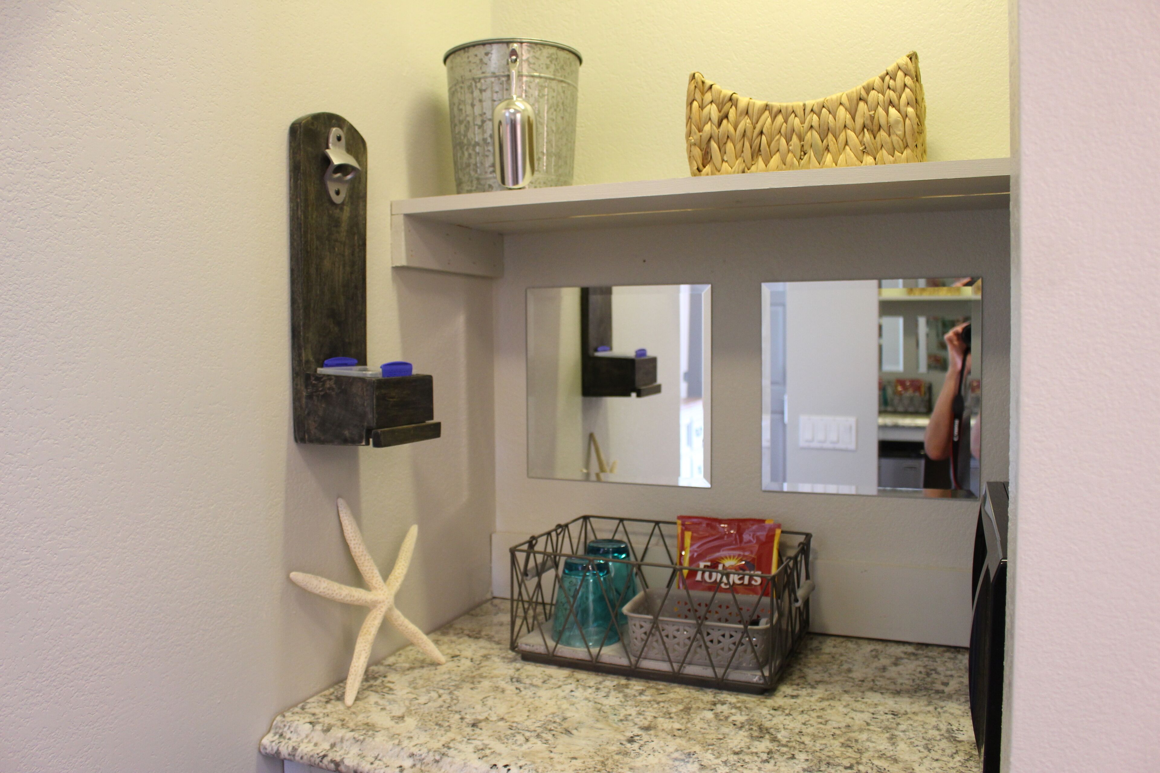 waterview studio with deck | coffee and/or coffee maker