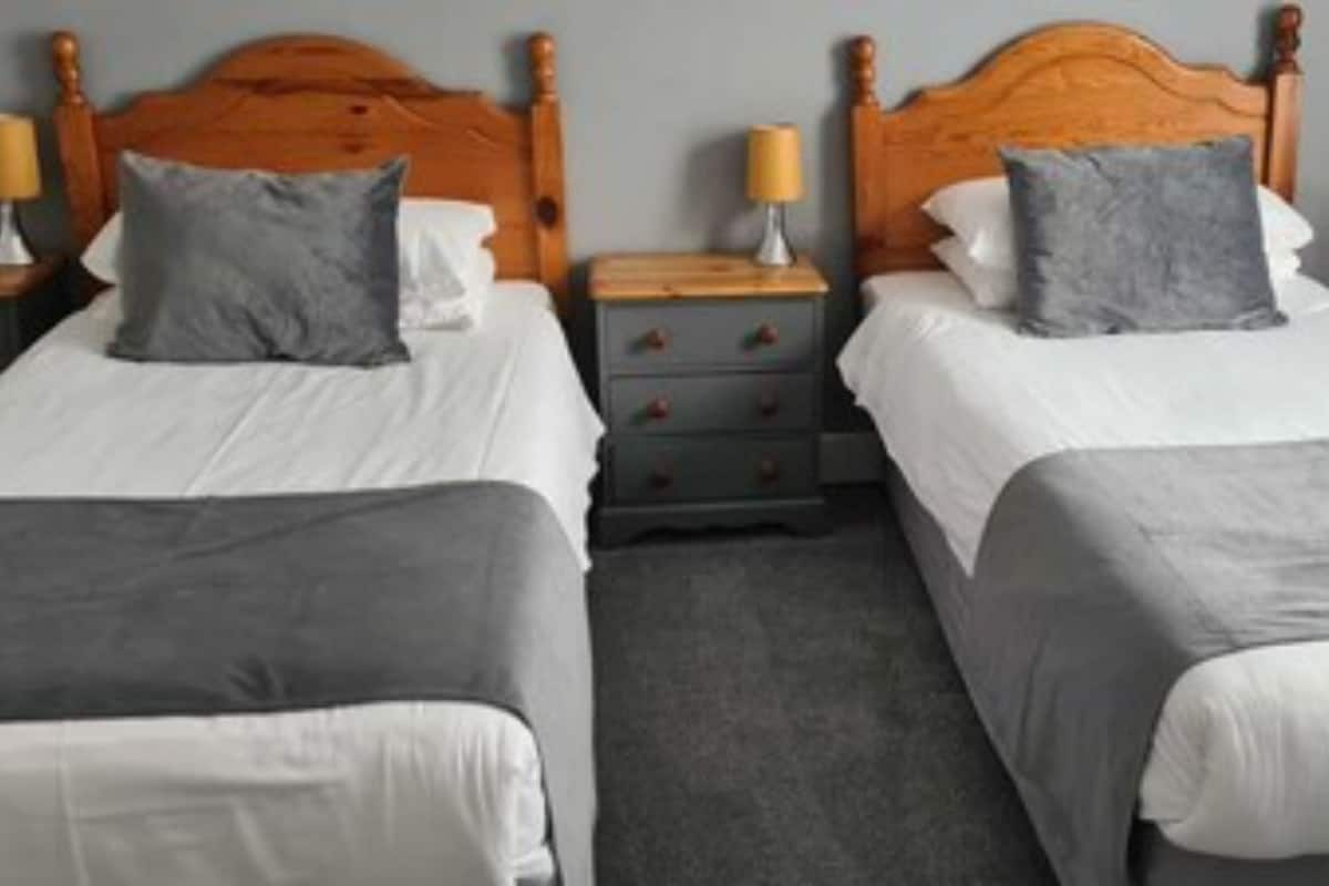Twin kamer, 2 eenpersoonsbedden, niet-roken | Een bureau, een strijkplank/strijkijzer, gratis wifi, beddengoed