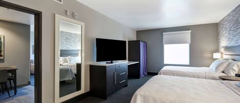 Hypo-allergenic bedding, pillow-top beds, in-room safe