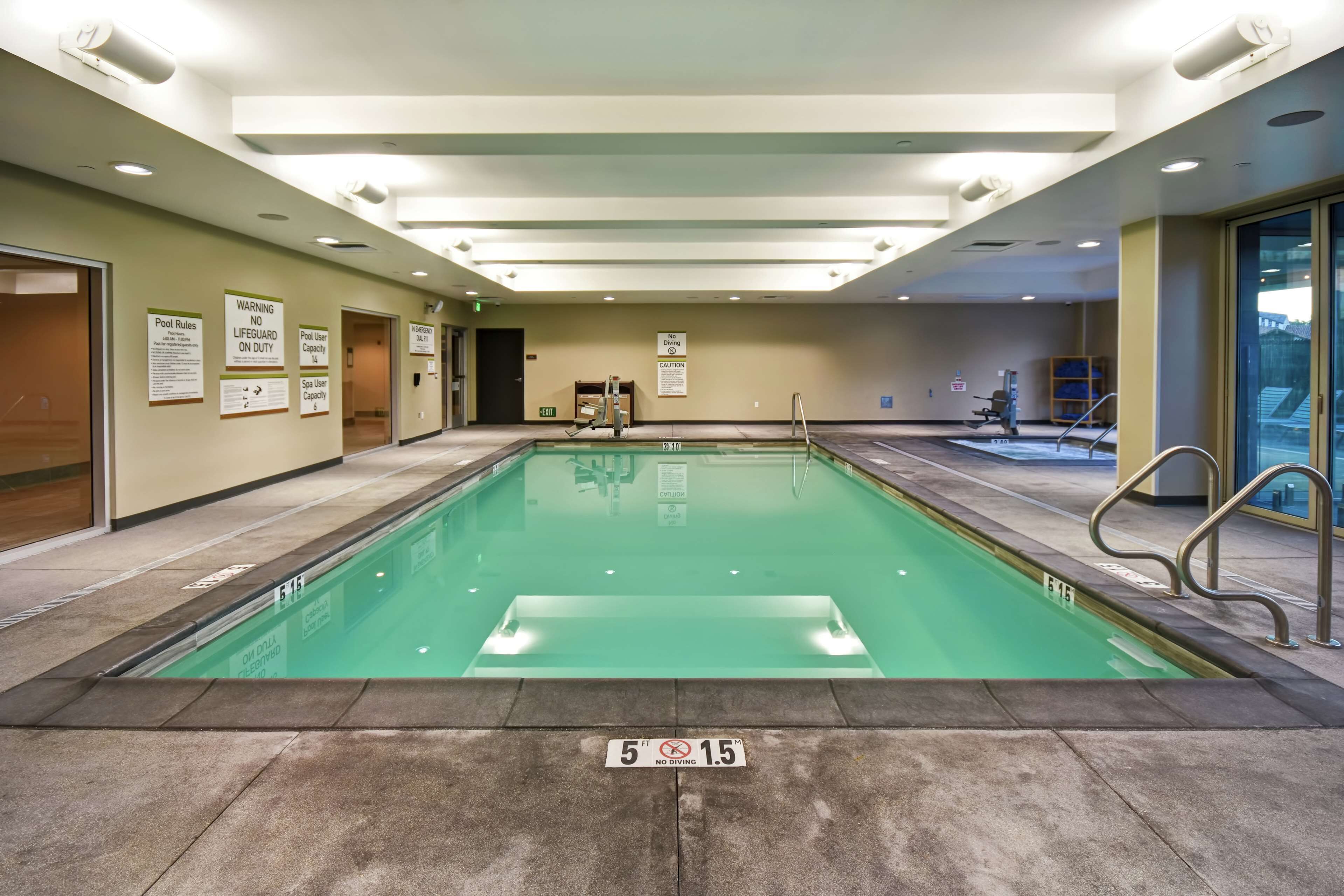 indoor pool, open 6:00 am to 11:00 pm, pool loungers