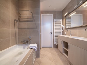 Hair dryer, towels