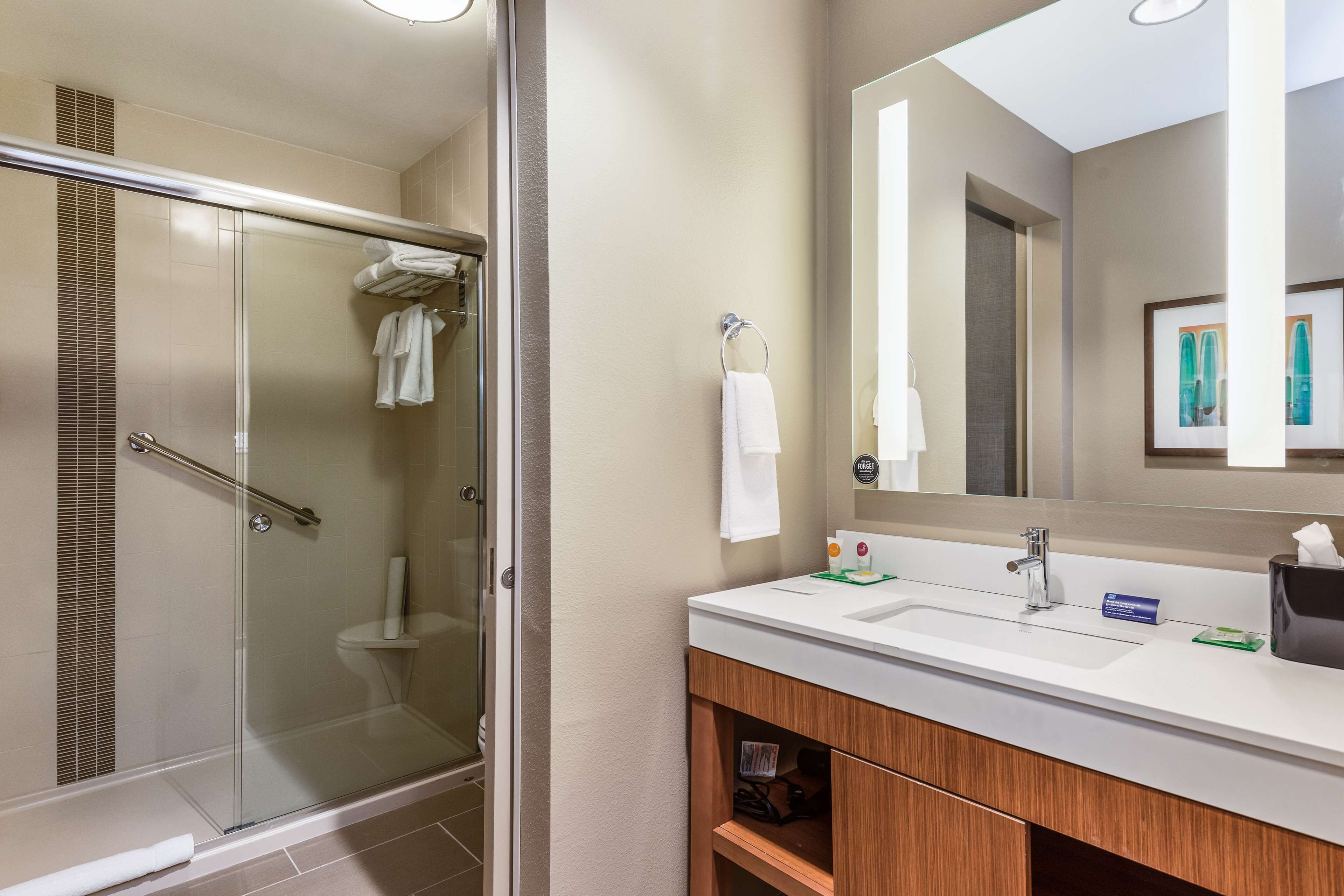 room, 1 king bed with sofa bed | bathroom | designer toiletries, hair dryer, towels, soap