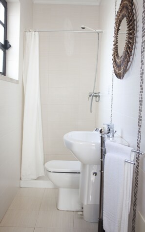 Ensemble baignoire-douche, séchoir à cheveux, bidet, serviettes fournies