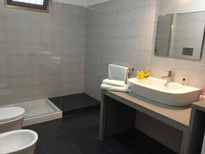 Bruser, hårtørrer, bidet, håndklæder