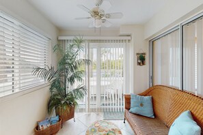 TV, DVD player, books