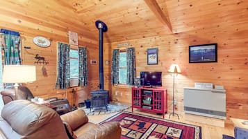 TV, DVD player, books, video library