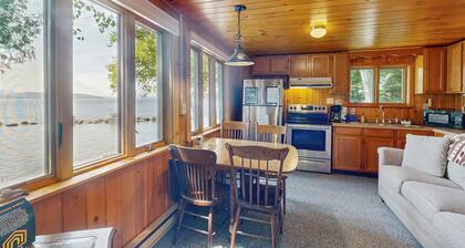 Cozy Lakefront Cottage with Dock, Mountain Views, Peaceful Location