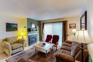 Fernseher, Kamin, DVD-Player