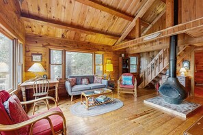 TV, DVD player, books, video library