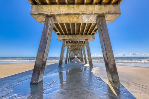 Beachy dog-friendly home, blocks to the restaurants, fishing pier & beach