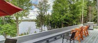 Lakefront Chalet-Style Home with Large Deck, a Dock & Beautiful Lake Views