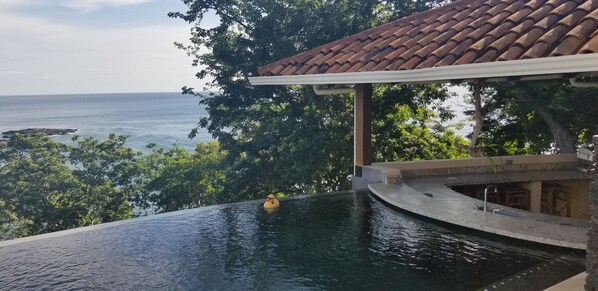 Alberca al aire libre y alberca infinita