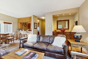 TV, fireplace, DVD player, books