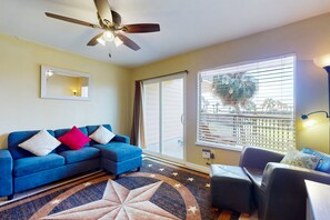 TV, ping pong - Freshly-updated dog-friendly home with shared pool, hot tub, and fitness room (Galveston)