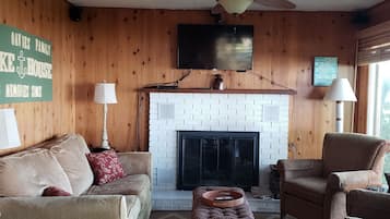 TV connectée, cheminée, lecteur de DVD, chaßne hi-fi