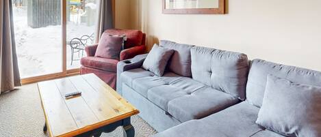 TV, fireplace, DVD player, foosball