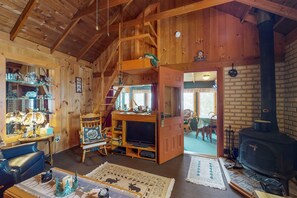 Interior - Lakefront cabin with private boat ramp, lake access, wrap-around porch, firepit (Lily Bay Township)