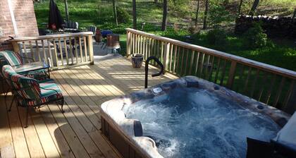 Beautiful brick and stone custom-built home with Private beach rights! Hot tub!