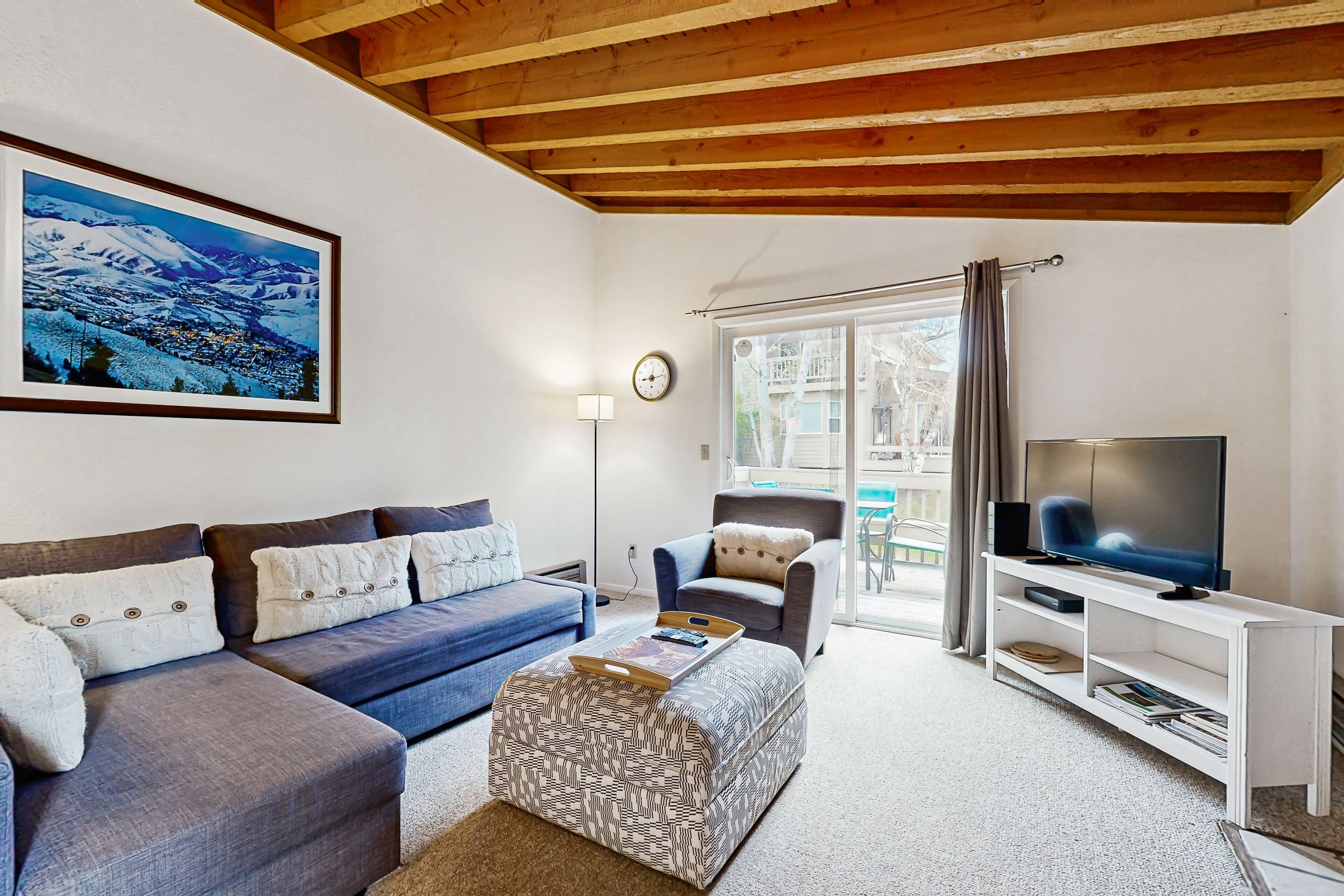 TV, fireplace, table football, ping pong