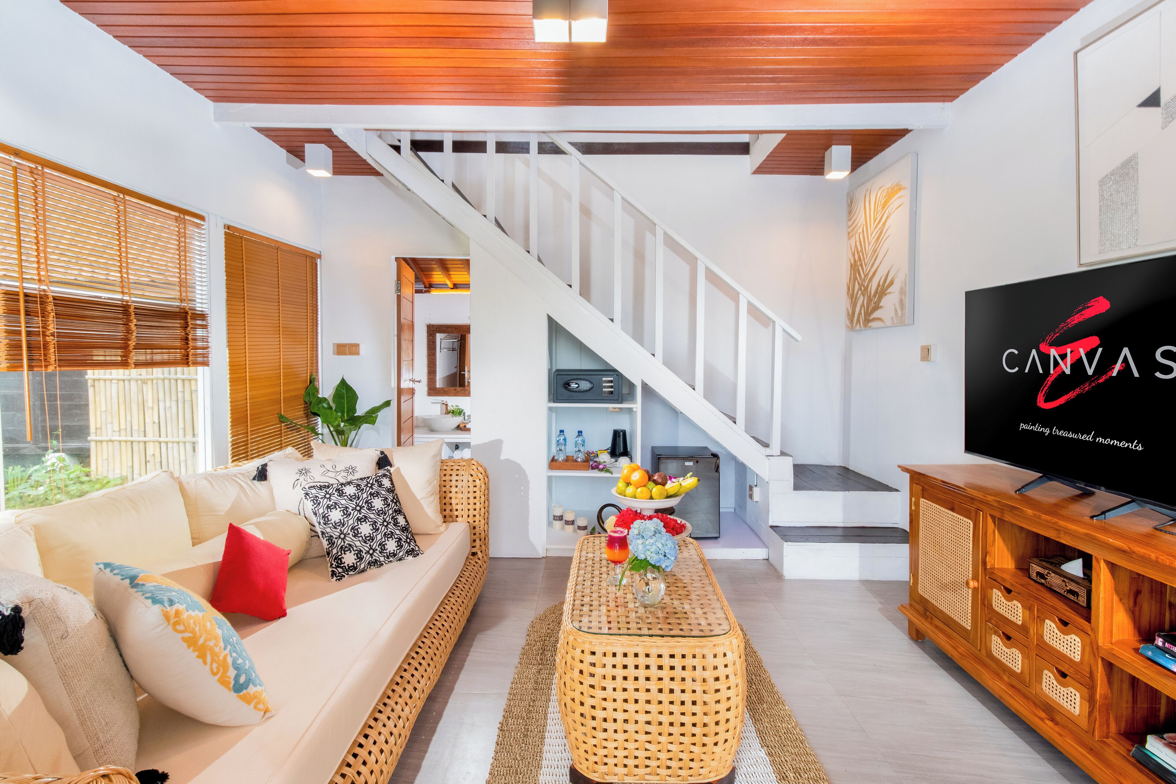 loft | living area | 55-inch smart tv with cable channels, tv