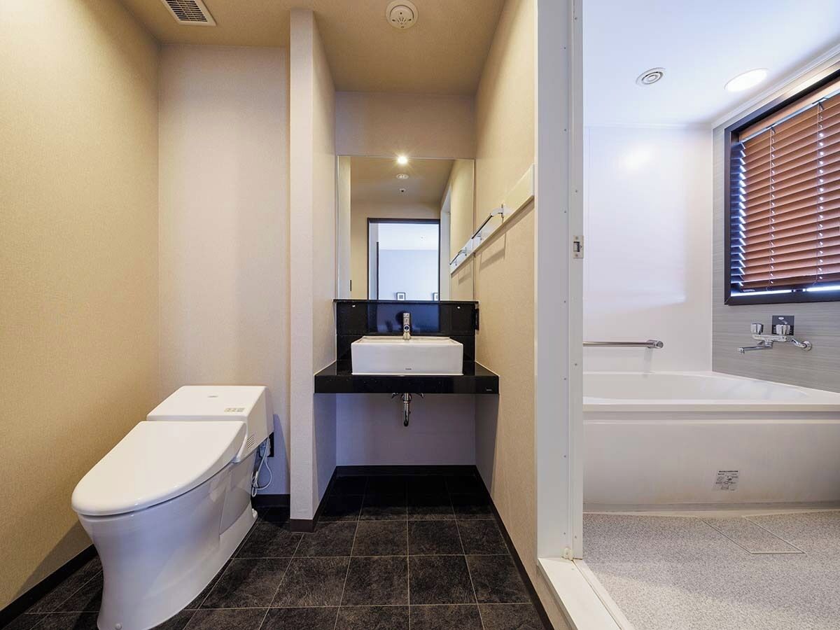 Hair dryer, slippers, electronic bidet, towels