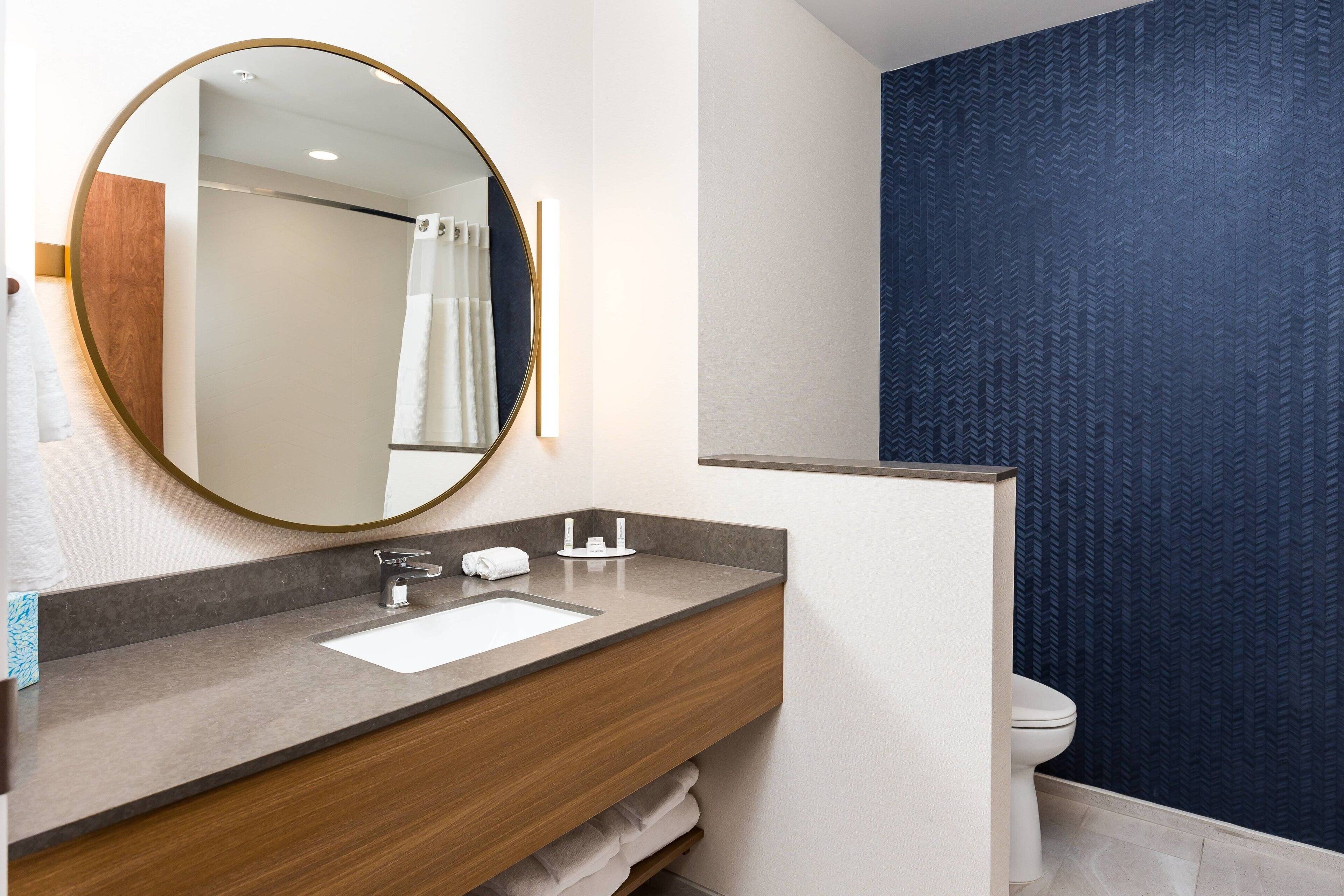 free toiletries, hair dryer, towels