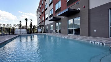 Outdoor pool, open 8:00 AM to 8:00 PM, sun loungers