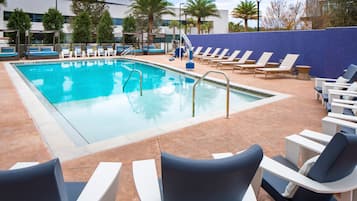 Outdoor pool, sun loungers