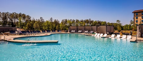 5 indoor pools, seasonal outdoor pool, cabanas (surcharge), sun loungers