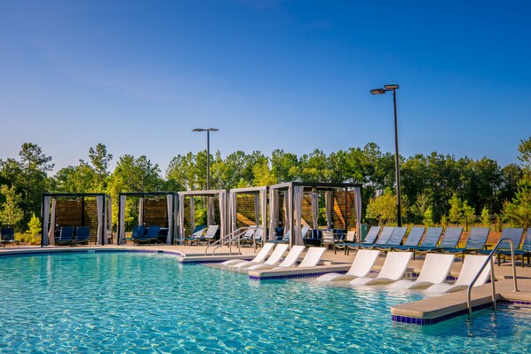 5 indoor pools, seasonal outdoor pool, cabanas (surcharge), sun loungers