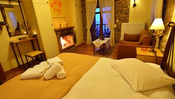 Superior Double Room, Fireplace | In-room safe, free cots/infant beds, free WiFi, bed sheets