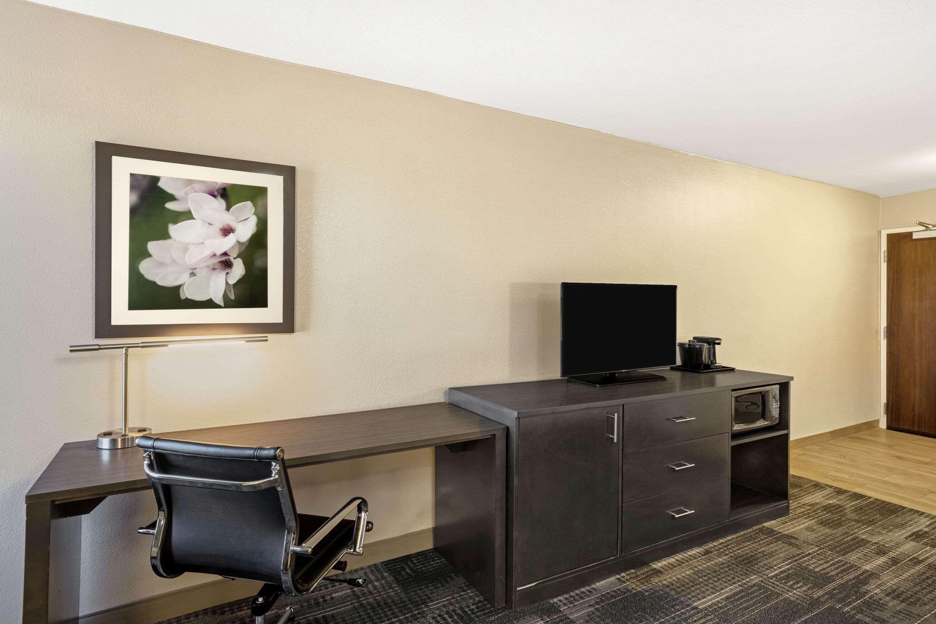 premium bedding, desk, iron/ironing board, bed sheets