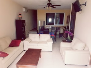 Standard Condo, 1 Bedroom, Pool View, Poolside | Living area | Smart TV - Vista Encantada 104 (Chacala)