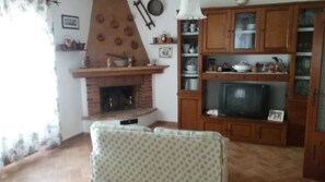 TV, fireplace, books - house in the historic village in the Tuscan hills (Chianni)