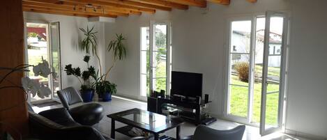 Televisie, een dvd-speler en boeken