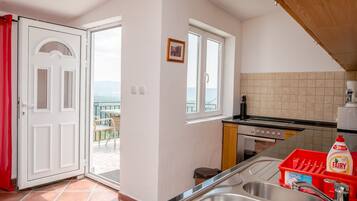 Frigorífico, microondas, horno y placa de cocina