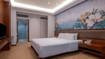 Peralatan tempat tidur premium, gebar bulu kapas, peti besi dalam bilik