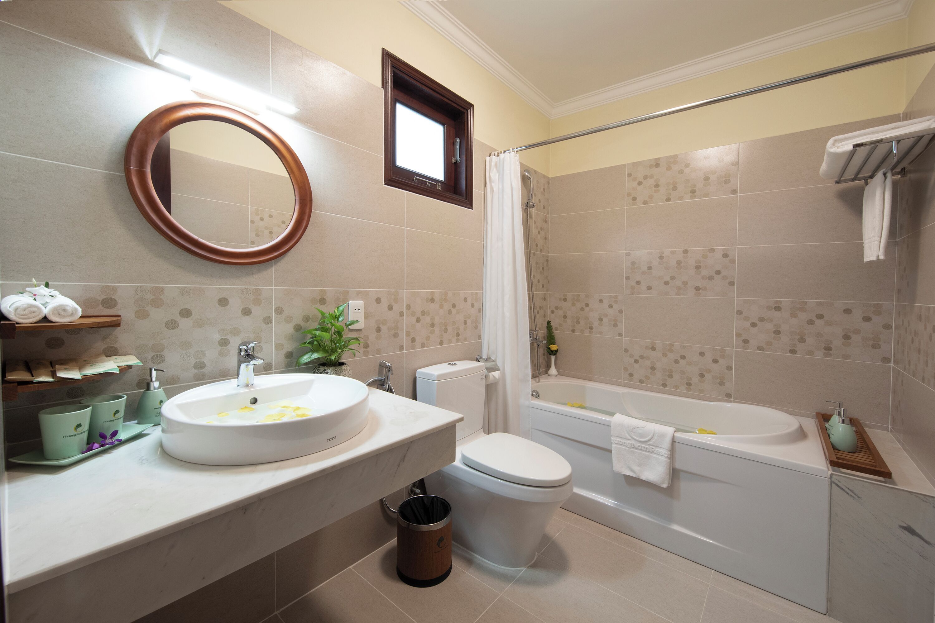 shower, free toiletries, hair dryer, bathrobes