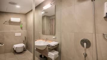 Shower, free toiletries, towels