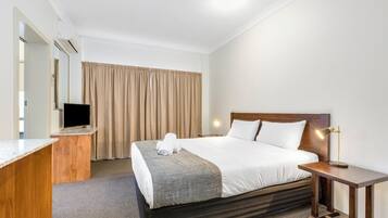 Hypo-allergenic bedding, individually furnished, desk, blackout curtains