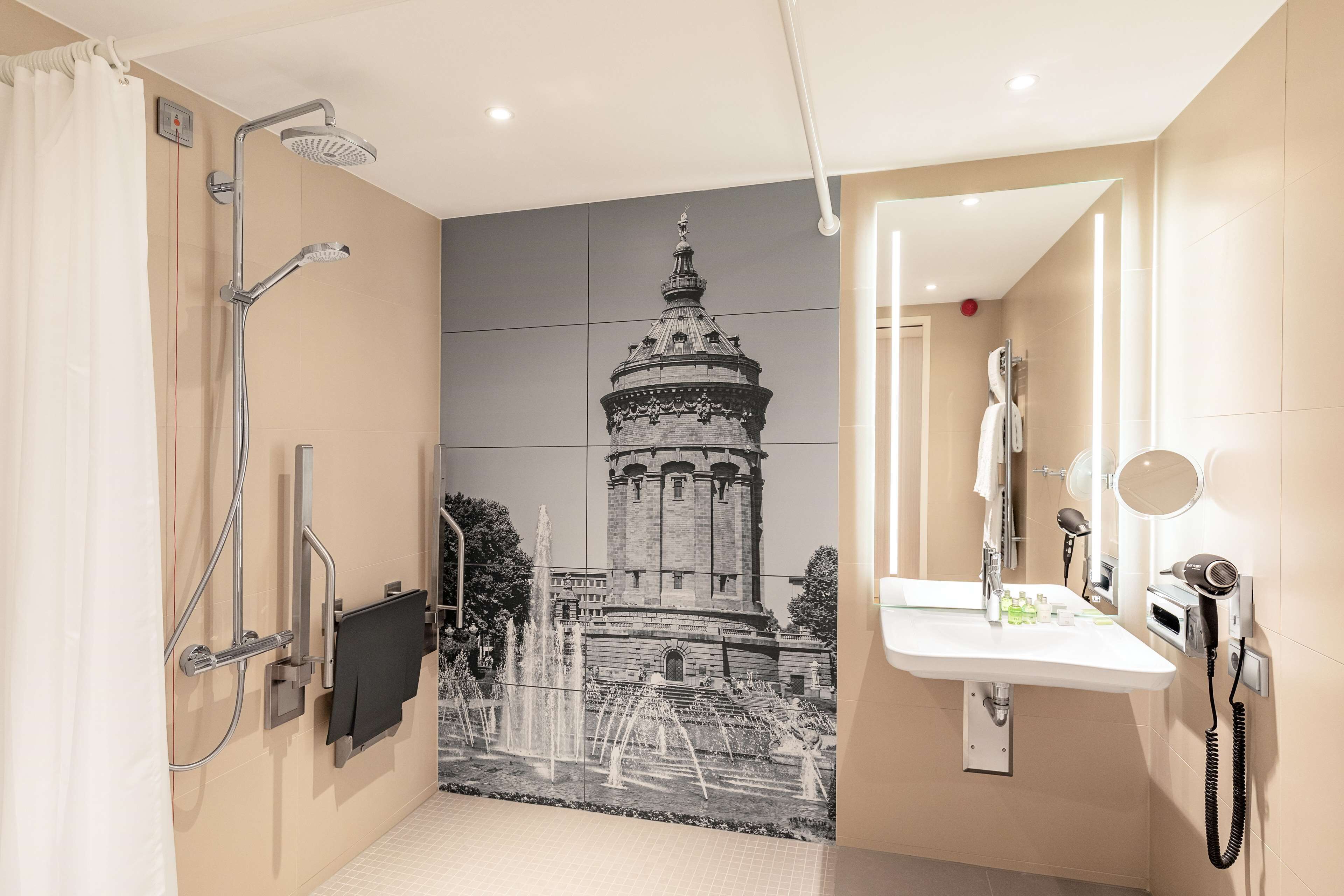 deep-soaking bathtub, rainfall showerhead, eco-friendly toiletries