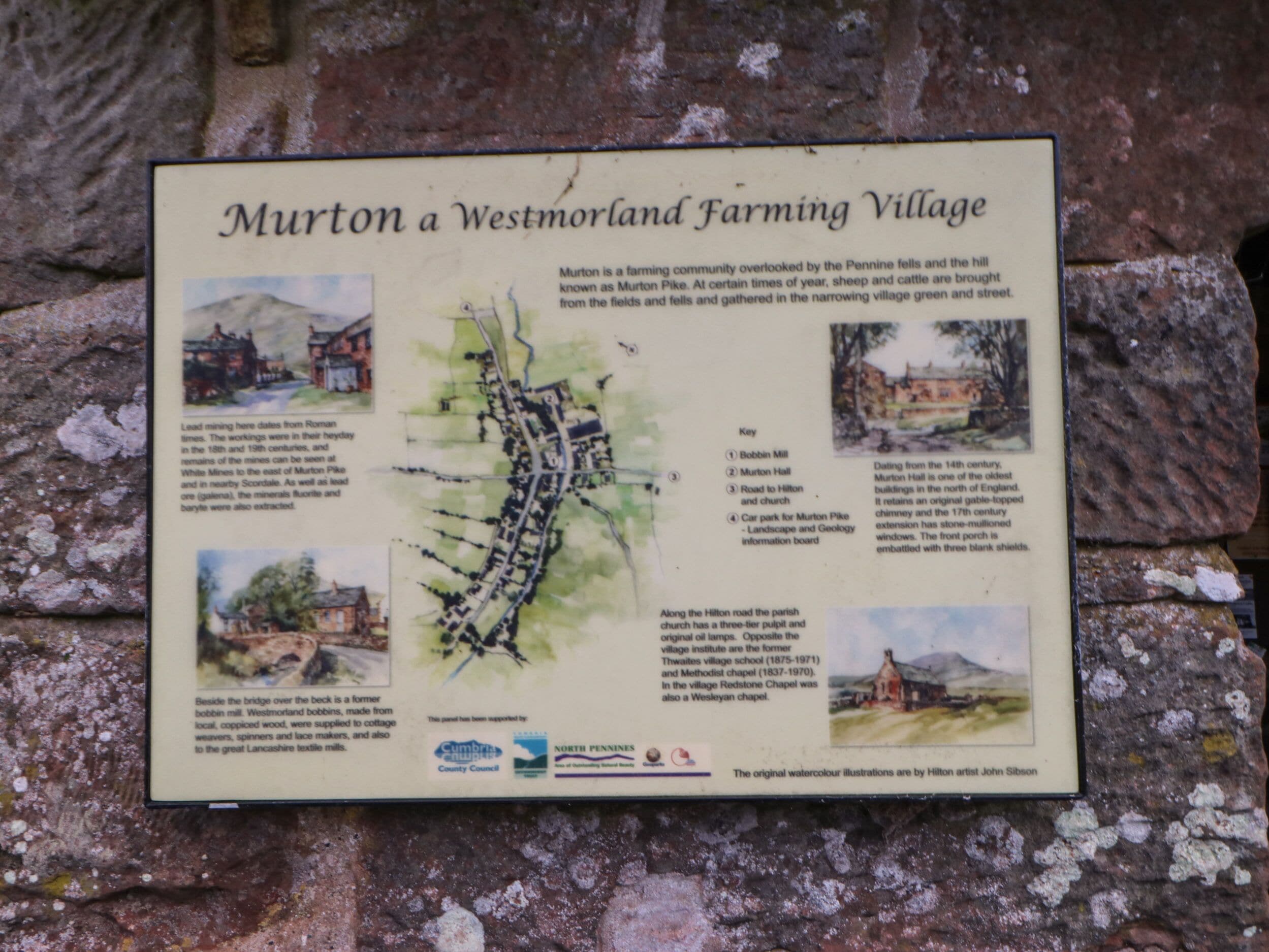 Un panneau d’information historique sur Murton, un village agricole du Westmorland.