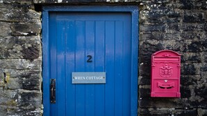 A blue door with a sign reading "WREN COTTAGE" and the number "2" above it. - Wren Cottage (Harrogate)