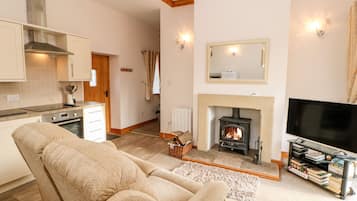 كوخ | غرفة المعيشة | مدفأة، مشغل دي في دي