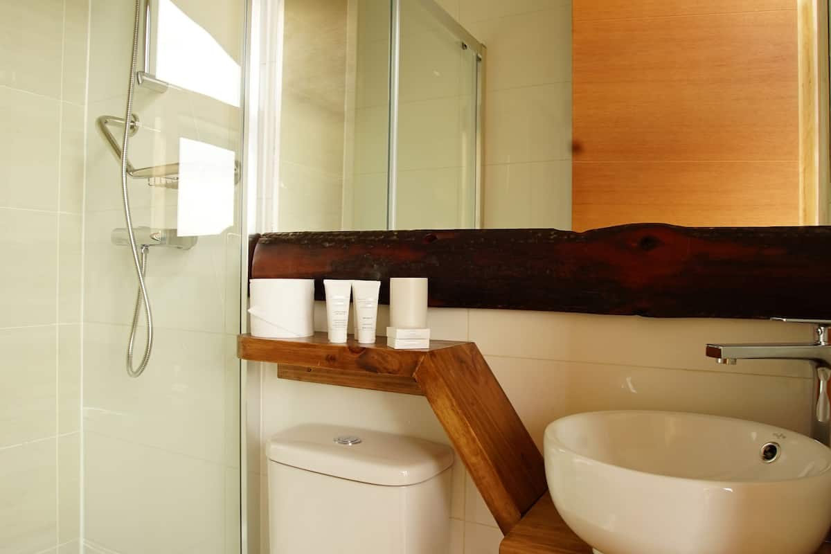 deluxe suite, 1 king bed, terrace, bay view | bathroom | shower, rainfall showerhead, free toiletries, hair dryer