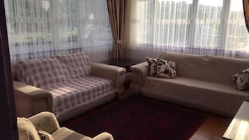 Classic Apartment, Sea View | Living room | 100-inch LED TV with satellite channels, TV