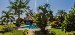 Outdoor pool, sun loungers