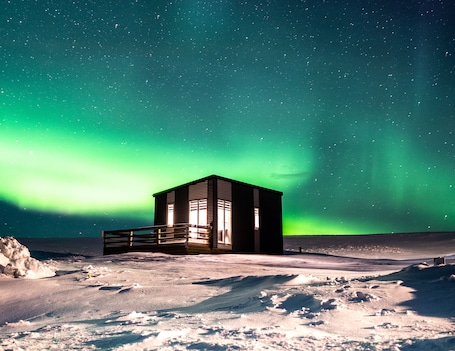 Exterior. Afternoon cottages near Hella, Hekla & Landmannalaugar