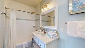 Hair dryer, towels, soap, shampoo - SEA GLASS Luxury Beachfront Home, Private Heated Pool, Million Dollar Gulf Views (Gulf Shores)